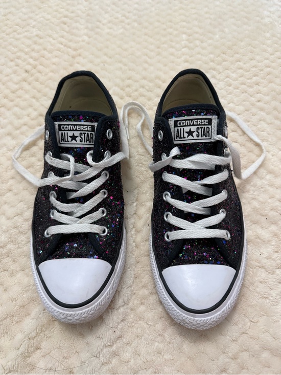 Converse Shoes - Converse Black Glitter Low Top Sneakers with Multicolor Sparkle Women’s size 8
